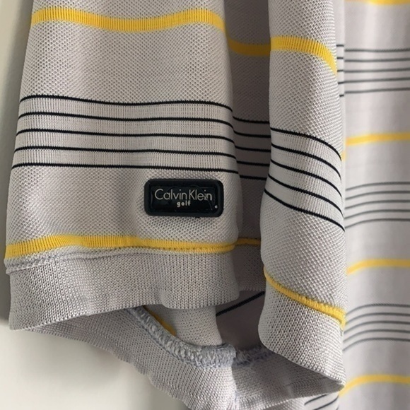 Calvin Klein Golf grey and yellow stripe polo top - Picture 4 of 10